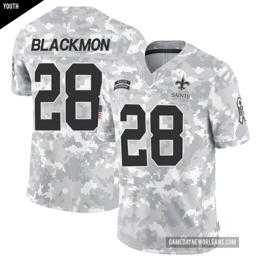 Youth New Orleans Saints ＃28 Julian Blackmon Arctic Camo Limited 2024 Salute to Service Jersey