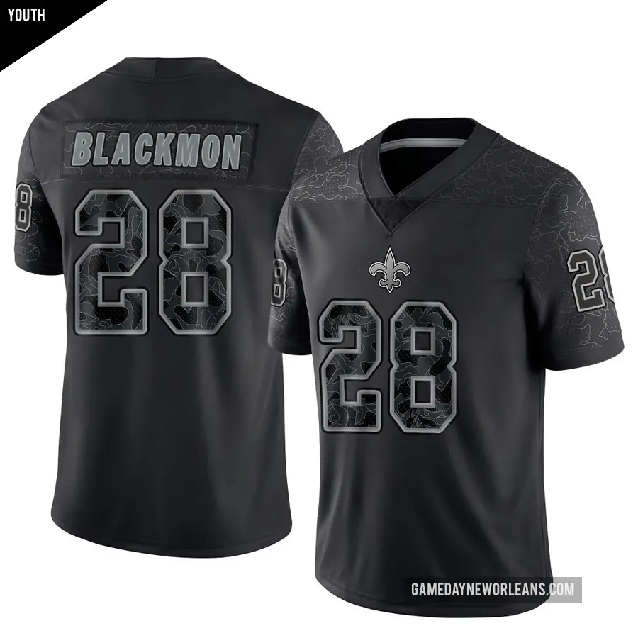 Youth New Orleans Saints ＃28 Julian Blackmon Black Limited Reflective Jersey