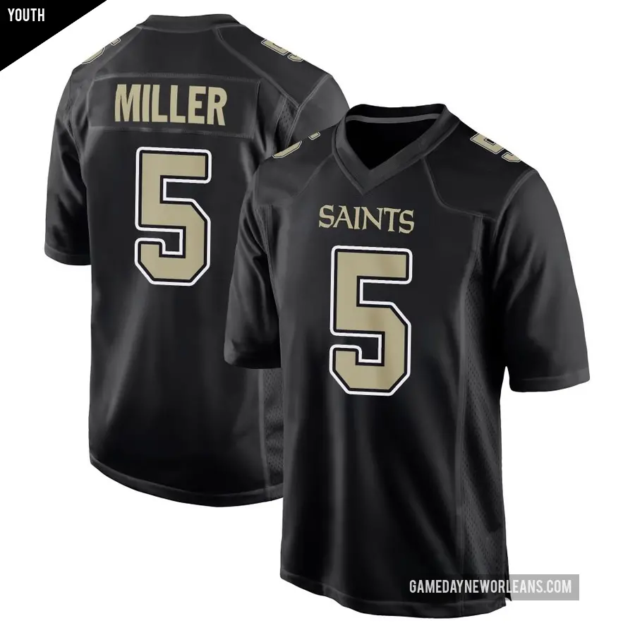 Youth New Orleans Saints ＃5 Kendre Miller Black Game Carbon Fashion Jersey