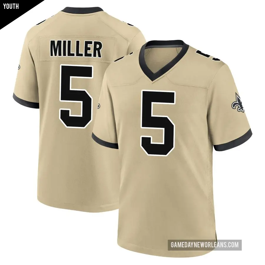 Youth New Orleans Saints ＃5 Kendre Miller Gold Game day s Alternate Jersey