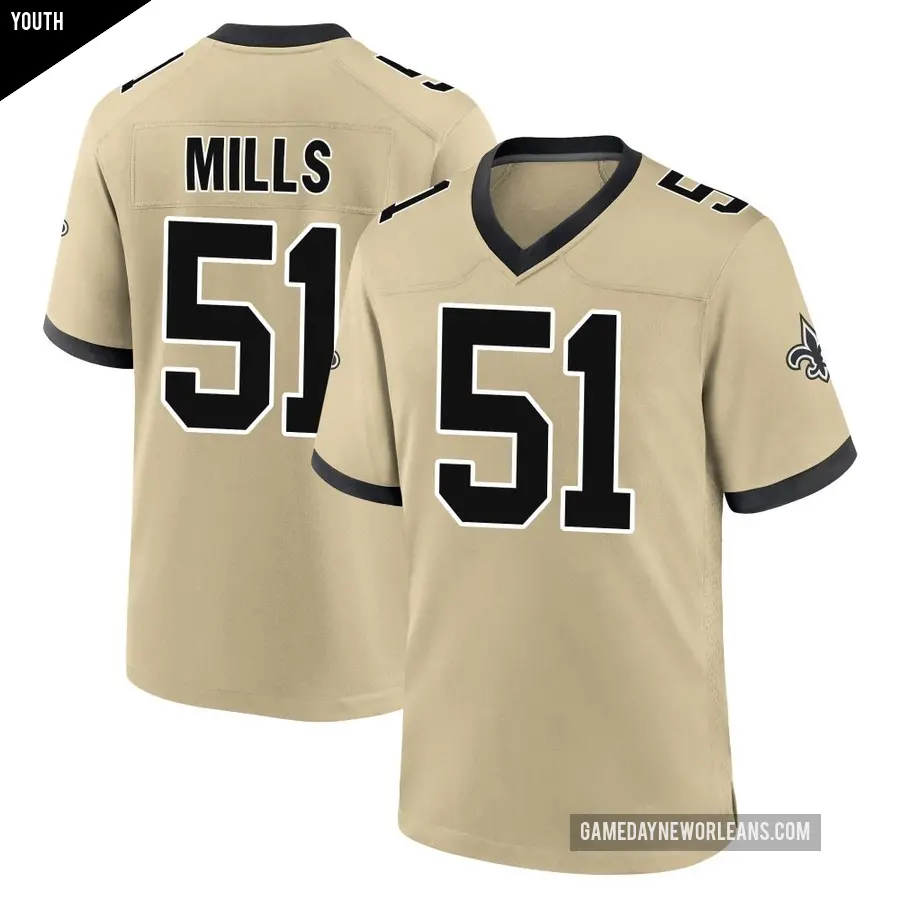 Youth New Orleans Saints ＃51 Sam Mills Gold Game day s Alternate Jersey