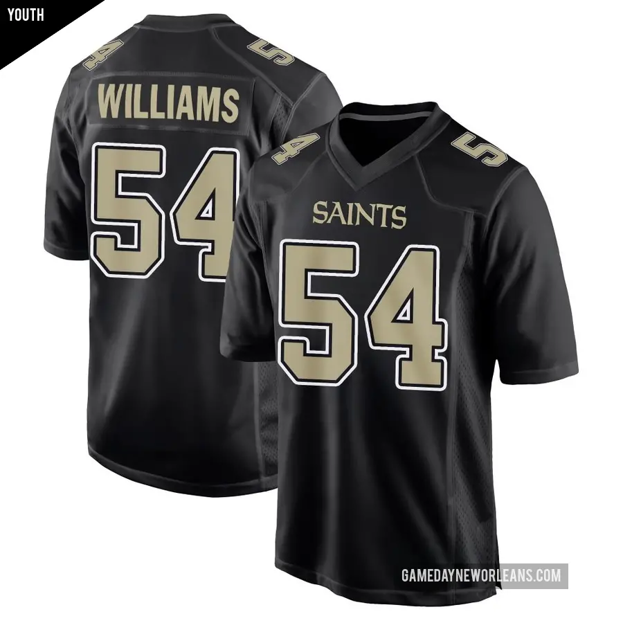 Youth New Orleans Saints ＃54 Jonah Williams Black Game Carbon Fashion Jersey