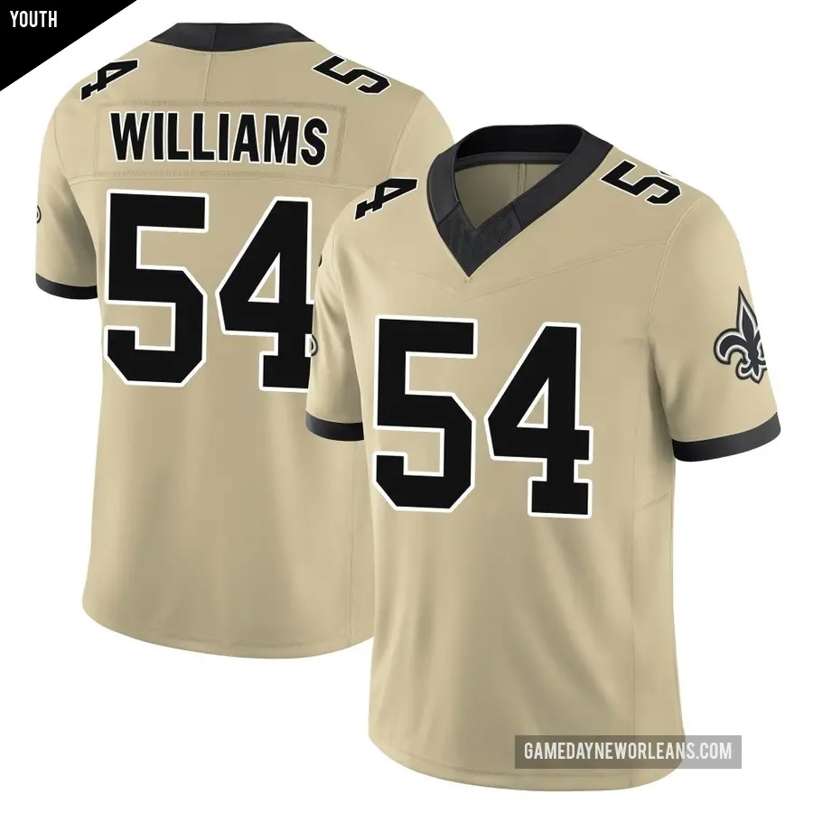 Youth New Orleans Saints ＃54 Jonah Williams Gold Limited Alternate Gameday s Alternate Vapor F.U.S.E. Jersey