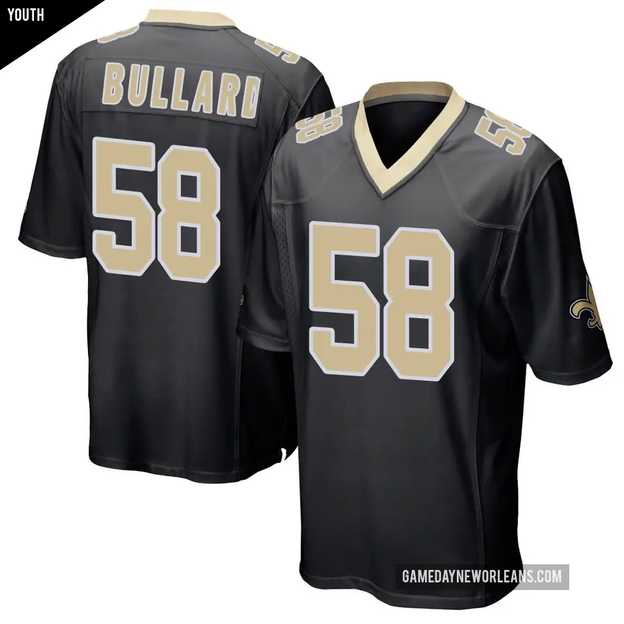 Youth New Orleans Saints ＃58 Jonathan Bullard Black Game Team Color Jersey