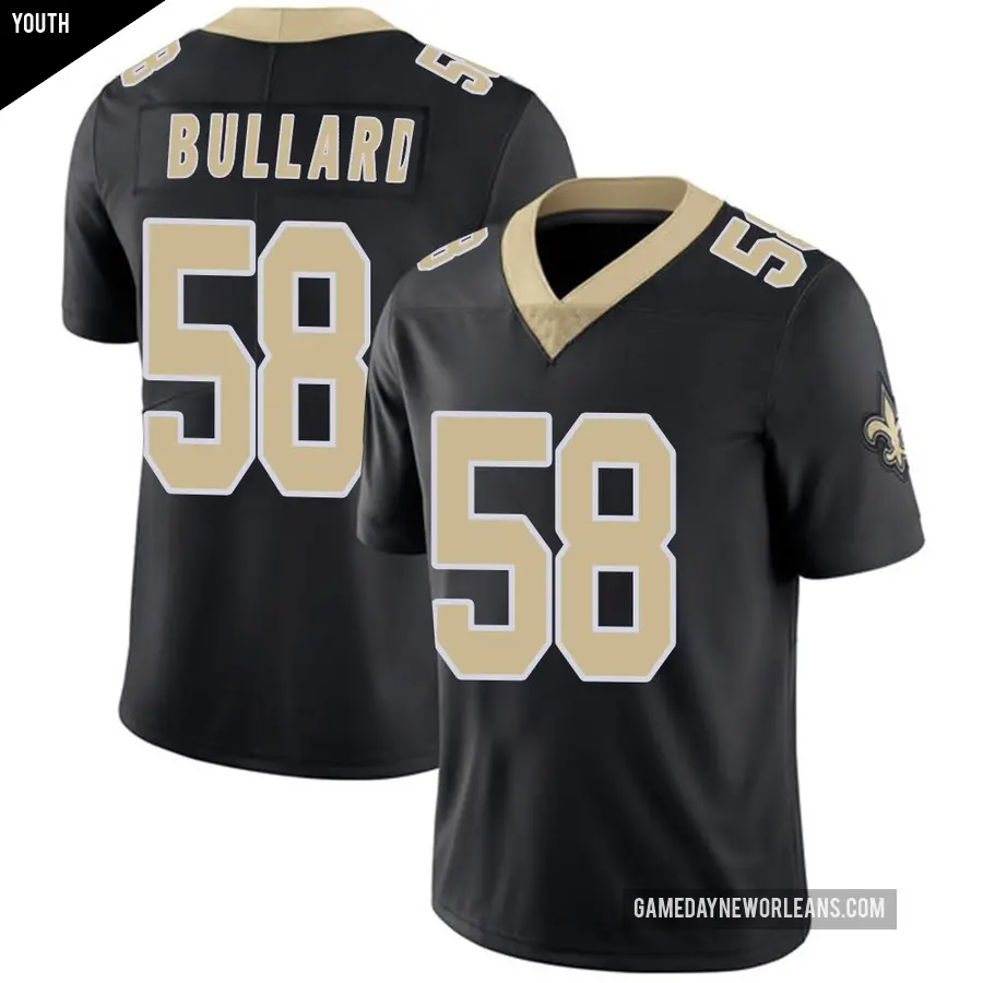 Youth New Orleans Saints ＃58 Jonathan Bullard Black Limited Team Color Vapor Untouchable Jersey