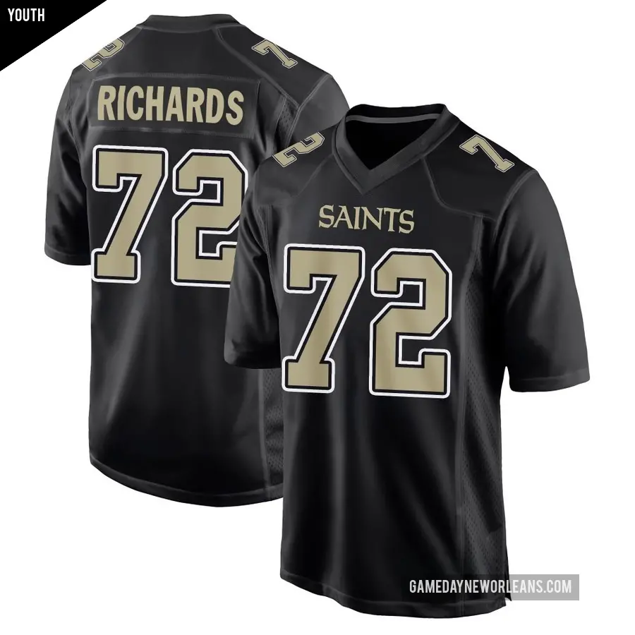 Youth New Orleans Saints ＃72 Asim Richards Black Game Carbon Fashion Jersey
