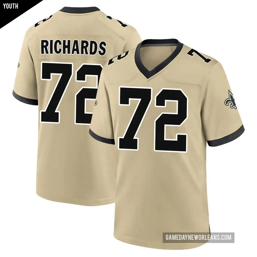 Youth New Orleans Saints ＃72 Asim Richards Gold Game day s Alternate Jersey