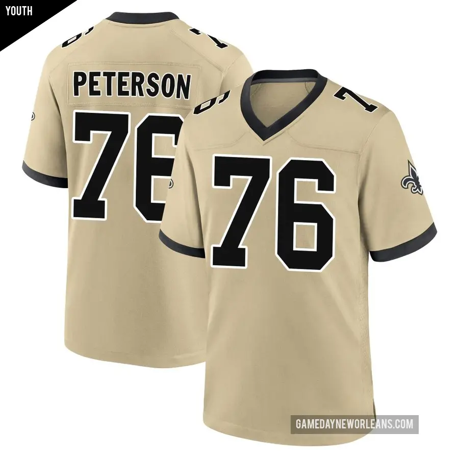 Youth New Orleans Saints ＃76 Camron Peterson Gold Game day s Alternate Jersey