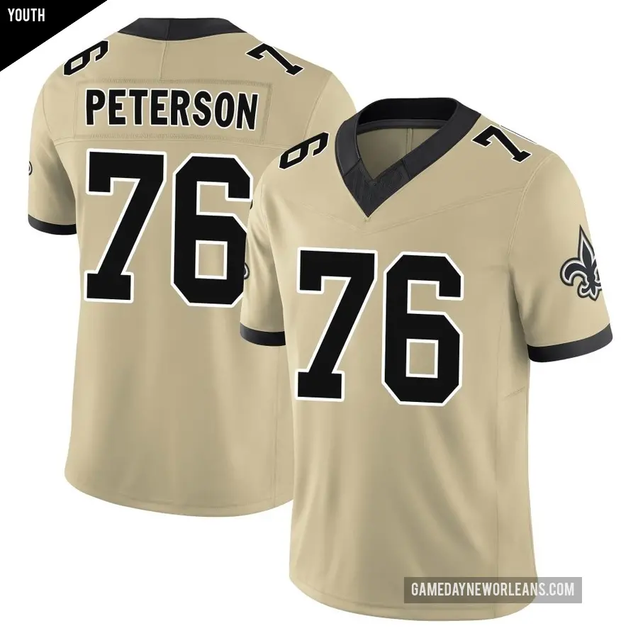 Youth New Orleans Saints ＃76 Camron Peterson Gold Limited Alternate Gameday s Alternate Vapor F.U.S.E. Jersey