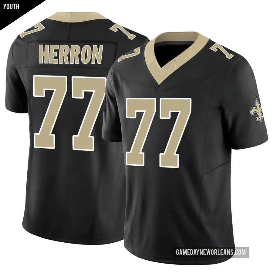 Youth New Orleans Saints ＃77 Justin Herron Black Limited Vapor F.U.S.E. Jersey