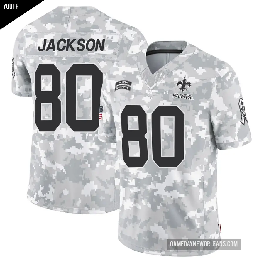 Youth New Orleans Saints ＃80 Jermaine Jackson Arctic Camo Limited 2024 Salute to Service Jersey