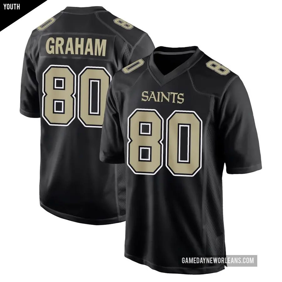 Youth New Orleans Saints ＃80 Jimmy Graham Black Game Carbon Fashion Jersey