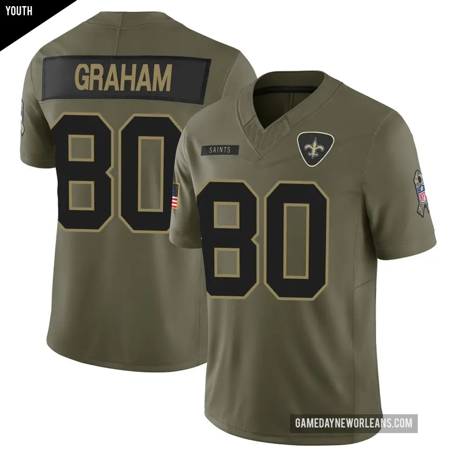 Youth New Orleans Saints ＃80 Jimmy Graham Olive Limited 2025 Salute to Service Jersey