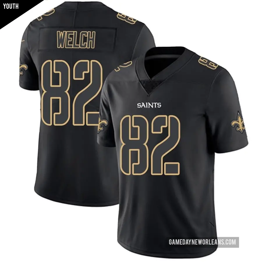 Youth New Orleans Saints ＃82 Treyton Welch Black Impact Limited Jersey