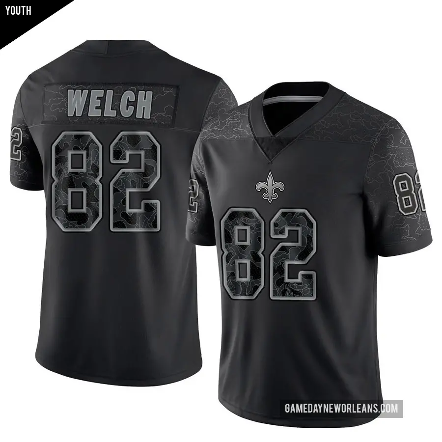 Youth New Orleans Saints ＃82 Treyton Welch Black Limited Reflective Jersey