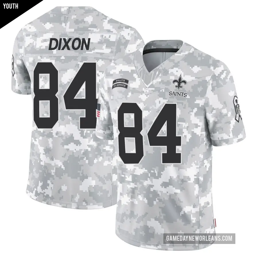 Youth New Orleans Saints ＃84 Dai'Jean Dixon Arctic Camo Limited 2024 Salute to Service Jersey