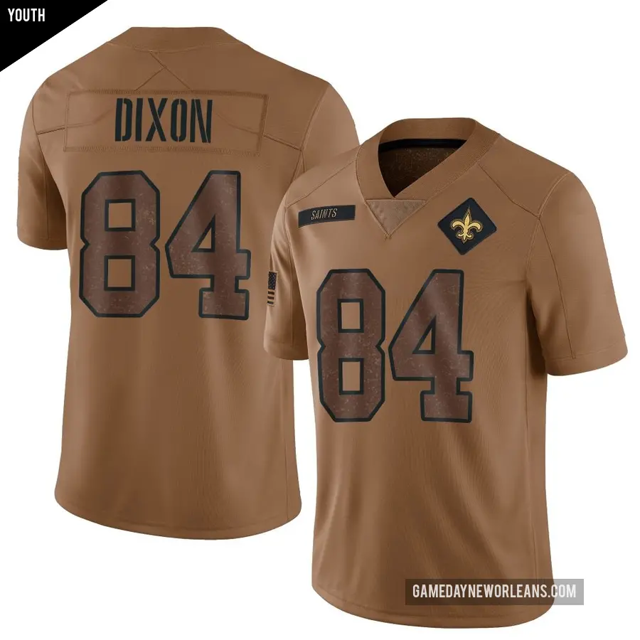 Youth New Orleans Saints ＃84 Dai'Jean Dixon Brown Limited 2023 Salute To Service Jersey