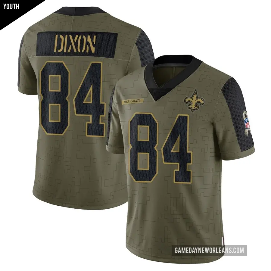 Youth New Orleans Saints ＃84 Dai'Jean Dixon Olive Limited 2021 Salute To Service Jersey