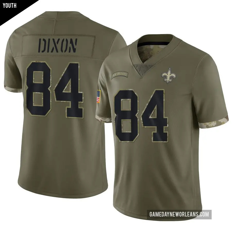 Youth New Orleans Saints ＃84 Dai'Jean Dixon Olive Limited 2022 Salute To Service Jersey