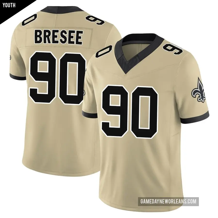 Youth New Orleans Saints ＃90 Bryan Bresee Gold Limited Alternate Gameday s Alternate Vapor F.U.S.E. Jersey