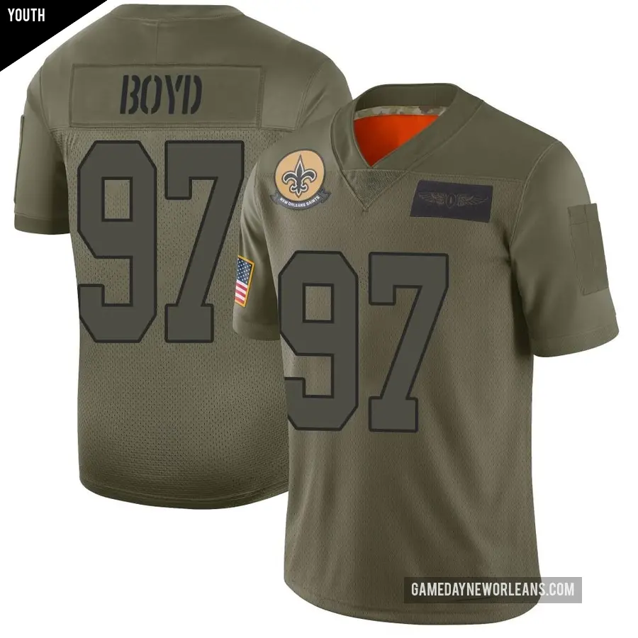 Youth New Orleans Saints ＃97 Khristian Boyd Camo Limited 2019 Salute to Service Jersey