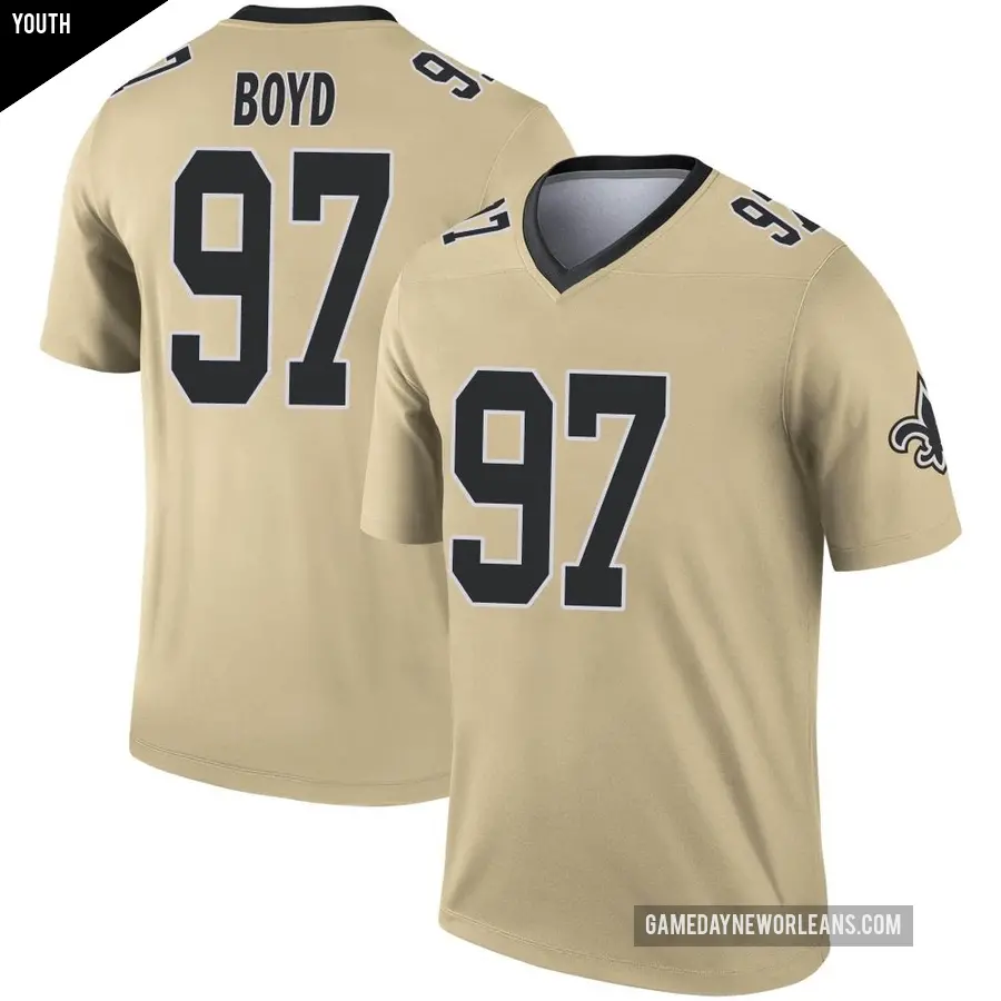 Youth New Orleans Saints ＃97 Khristian Boyd Gold Legend Inverted Jersey